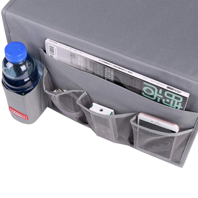 Falaku Bedside Caddy,5 Pockets Bedside Organizer Caddy Under Mattress,Holds Water Bottles,Magazines,Books (Dark Grey) - Image 2